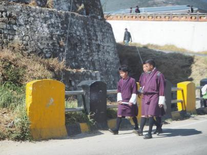 Boys on their way to school, Thimphu