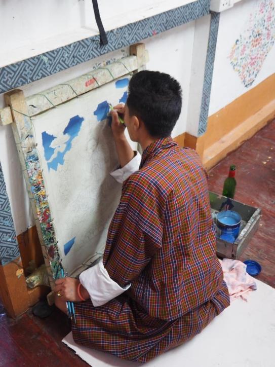 Painting at the Art & Craft School in Thimphu