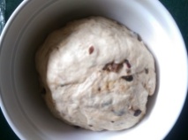 The dough ready to prove